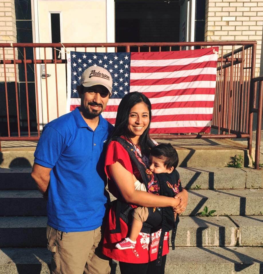 The author with her husband and son